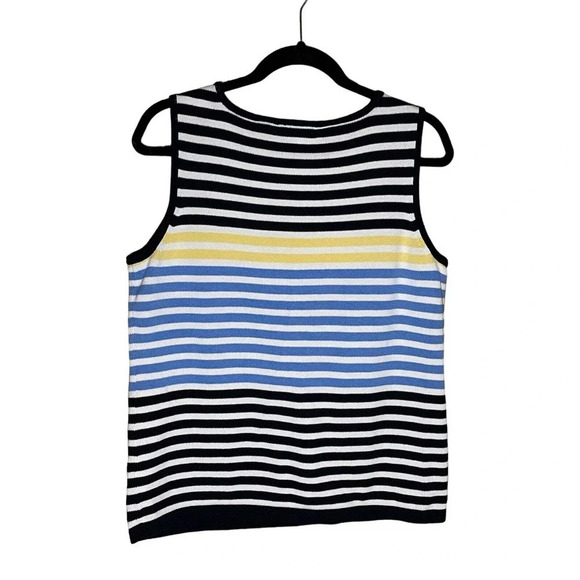 Liz Claiborne Women's Sleeveless Woven/Knitted Striped Tank Top Size L Nautical - Picture 4 of 4